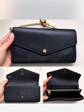 Louis Vuitton Empreinte Sara Long Wallet Navy with Red Trim